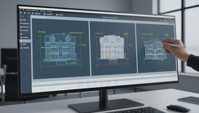 Estimating software open on a desktop monitor